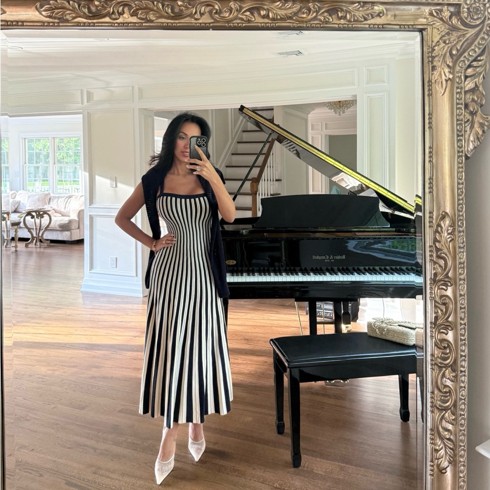 Navy and White Striped Dress